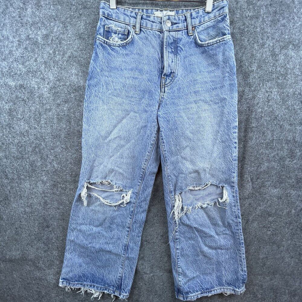We The Free People Jeans‎ Womens 26 Wide Leg Baggy Ripped Thrashed Fray